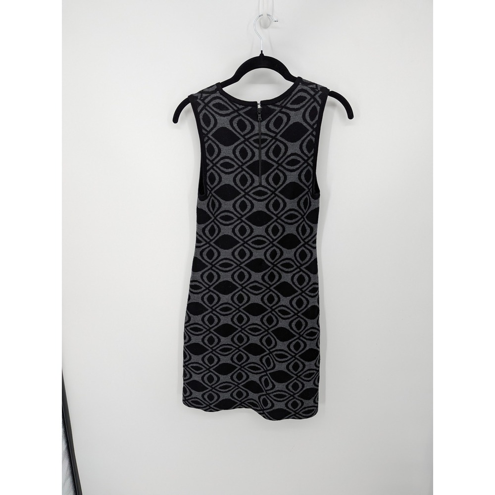 Alice + Olivia Merino Wool Dress Women Small Black Gray Geometric Sleeveless - Picture 3 of 7